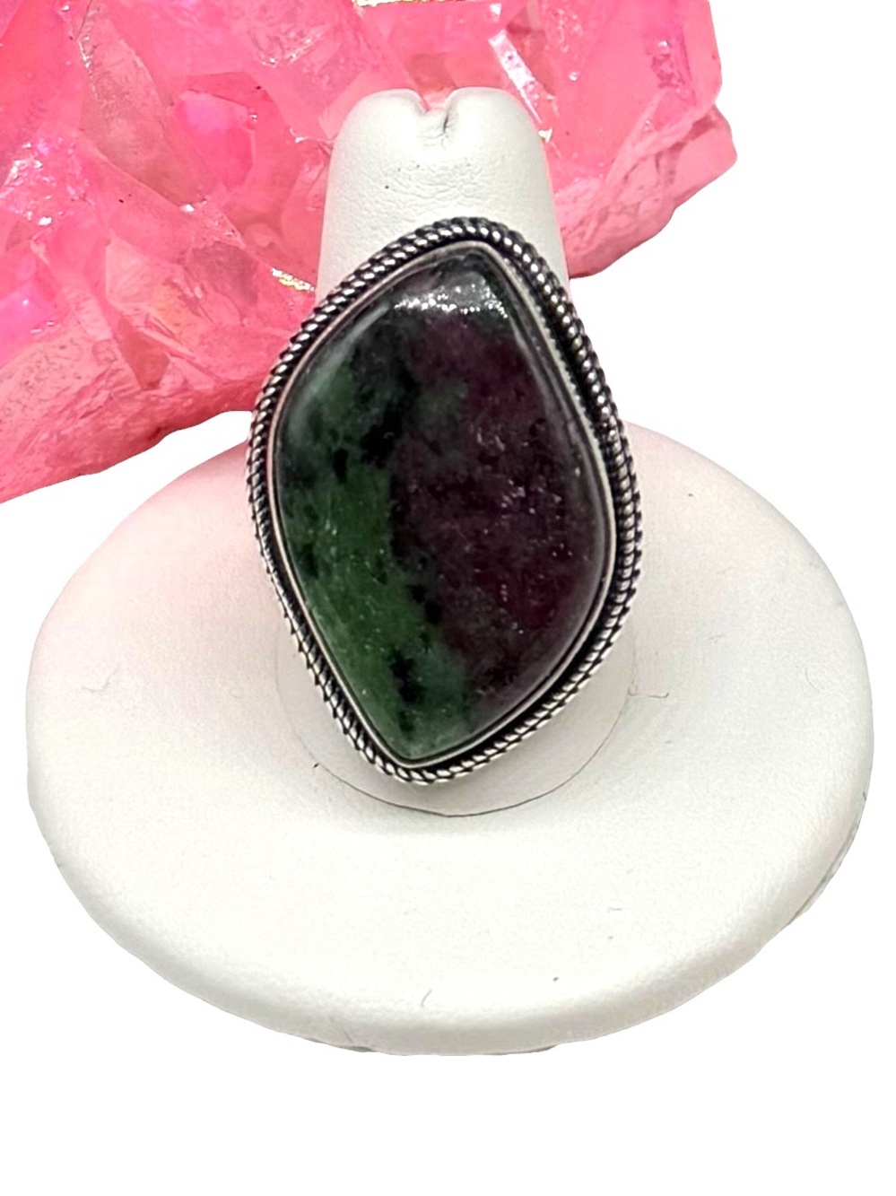 Ruby in Zoisite Ring Size 10 925 Sterling Silver Overlay